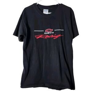 Chevy Racing T-Shirt Adult Size Medium Black Short Sleeve Embroidered Chevrolet